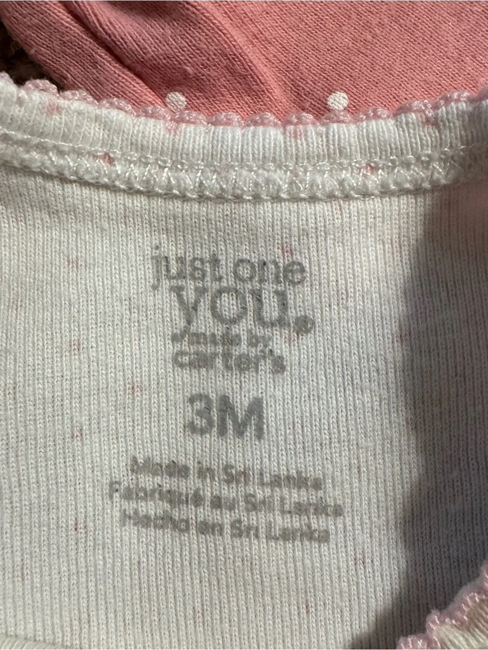 Just One You by Carter's Lot of 3 Long Sleeve Bodysuits Dot Star Pink 3 Months